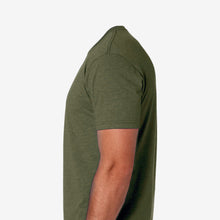 Load image into Gallery viewer, Serum Apparel Men&#39;s Army-Green Ibex Crewneck T-shirt Side View
