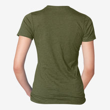 Load image into Gallery viewer, Serum Apparel Women's Army-Green Ibex Crewneck T-shirt Back View