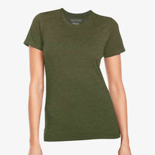 Load image into Gallery viewer, Serum Apparel Women&#39;s Army-Green Ibex Crewneck T-shirt Front View
