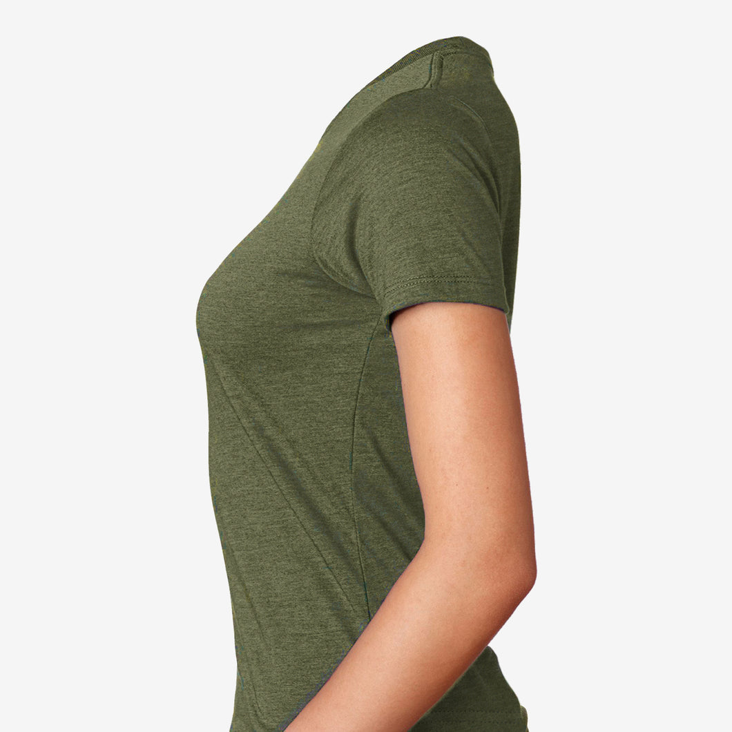 Serum Apparel Women's Army-Green Ibex Crewneck T-shirt Side View