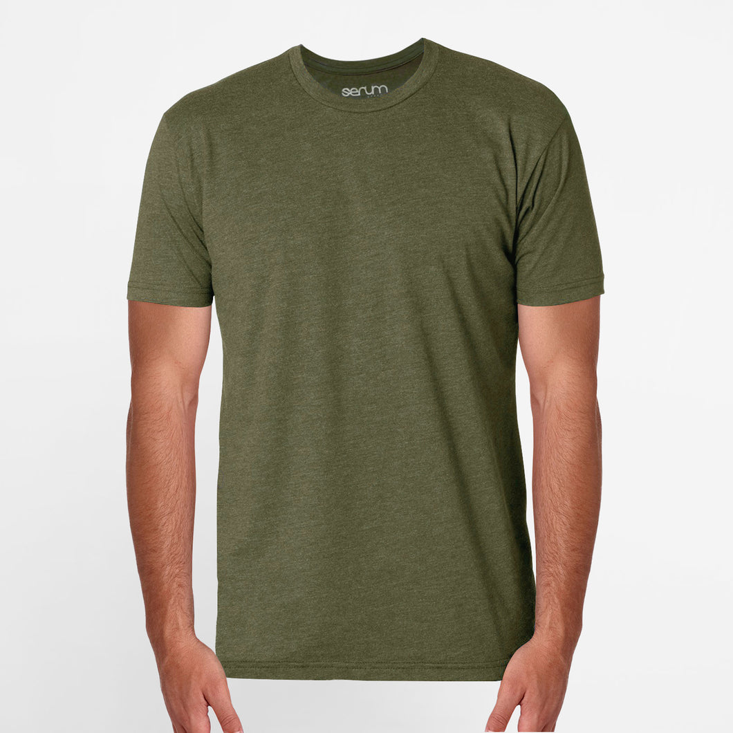 Serum Apparel Men's Army-Green Ibex Crewneck T-shirt Front View