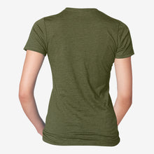 Load image into Gallery viewer, Serum Apparel Women&#39;s Army-Green Ibex Crewneck T-shirt Back View
