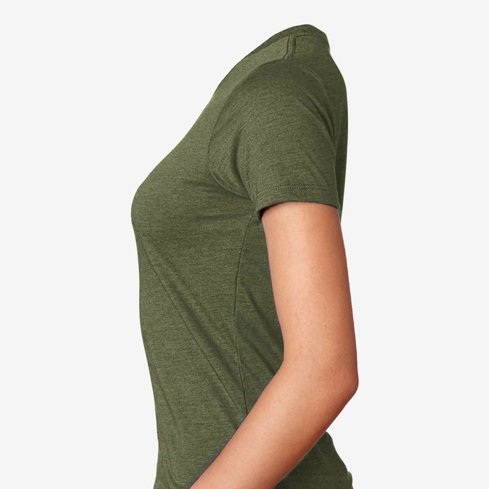 Serum Apparel Women's Army-Green Ibex Crewneck T-shirt Side View